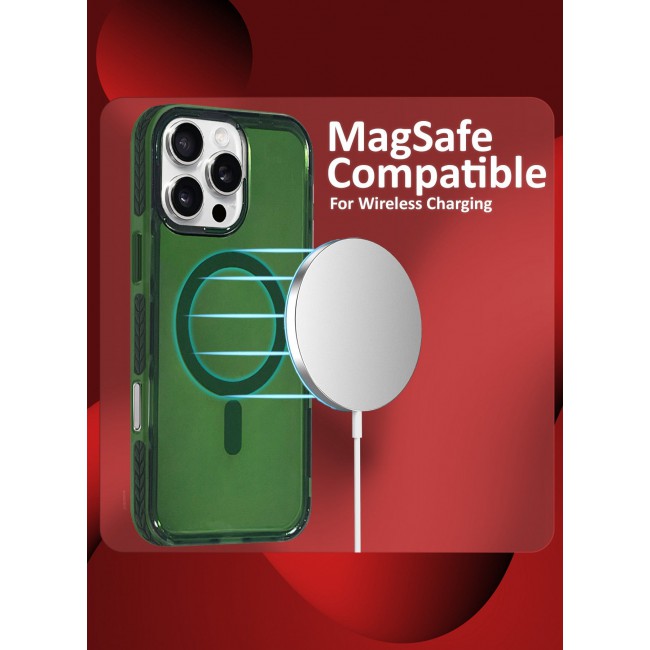 CATANES (for iPhone 16 Pro Max) Hard PC Magsafe Case Cover Polycarbonate Magnetic Strong Shockproof Protective Case Cover Transparent - Green Color