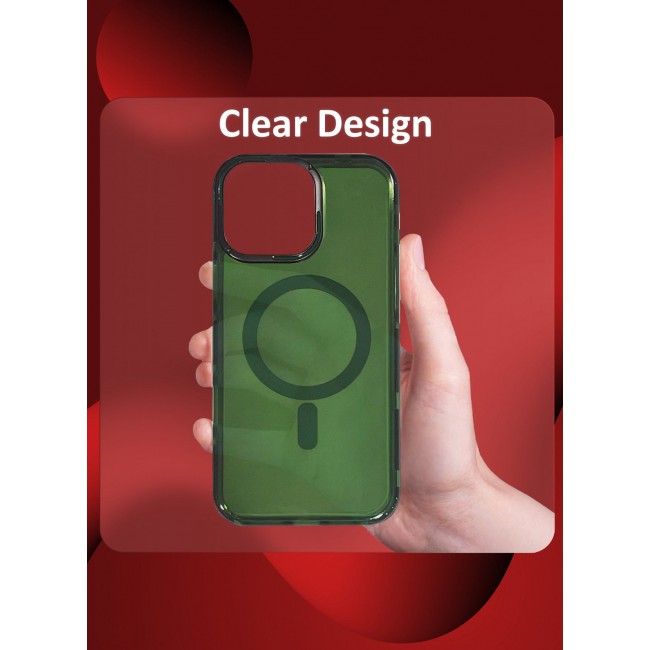 CATANES (for iPhone 16 Pro Max) Hard PC Magsafe Case Cover Polycarbonate Magnetic Strong Shockproof Protective Case Cover Transparent - Green Color