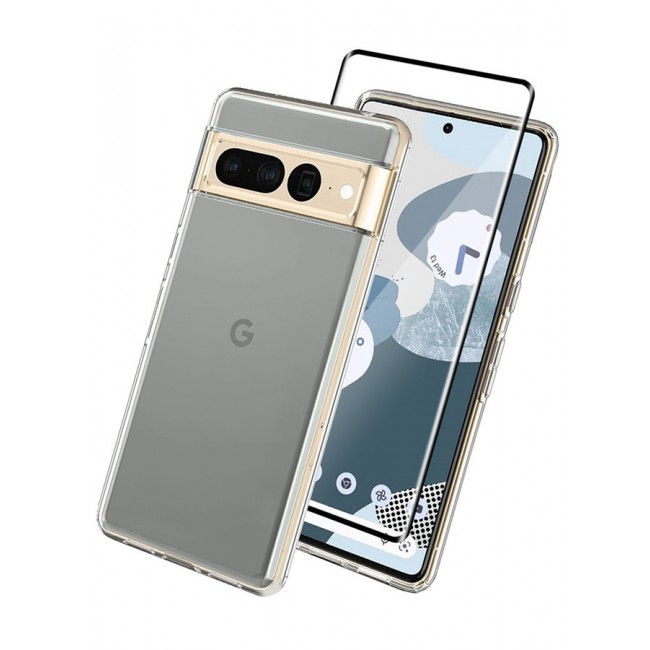 CATANES 2 Packs For Google Pixel 7 Pro TPU Case and Screen Protector Clear Transparent Shockproof Protective Phone Case Scratch Resistant Cover