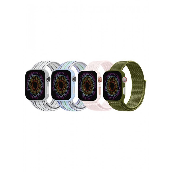 CATANES 4 Pack Apple Watch Band 38mm 40mm 41mm Sport Loop Nylon Band Quick Release Soft Fabric Nylon Adjustable Rugged Velcro Replacement Wristband Strap for Men Women Compatible with Series SE/7/6/5/4/3/2/1