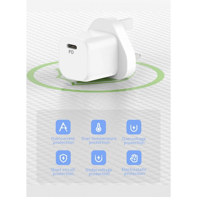 CATANES 25W PD Fast Charger Adapter Type C 3Pins with 1m Cable Type C for Sony Xperia 1 V and Sony Xperia 1 IV / White