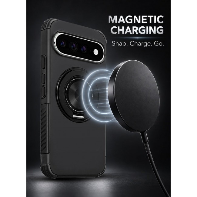 CATANES Magnetic Kickstand Rugged Armor Case for Google Pixel 11 Pro XL - MagSafe Compatible Heavy Duty Cover - Black