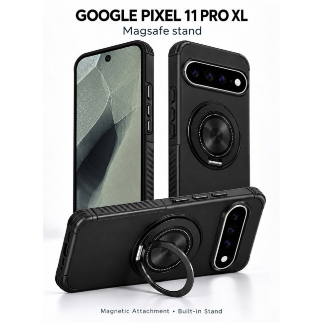 CATANES Magnetic Kickstand Rugged Armor Case for Google Pixel 11 Pro XL - MagSafe Compatible Heavy Duty Cover - Black