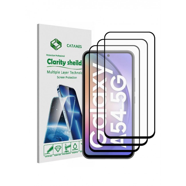 CATANES 3 Pack Screen Protector for Samsung Galaxy A54 5G Full Coverage Screen Glass 9H Hardness Anti Fingerprint Scratch