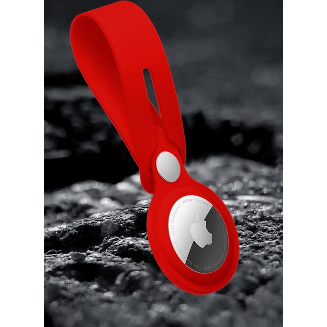 CATANES Airtag Case with Key Ring And Rubber anti-drop Keychain device,Red