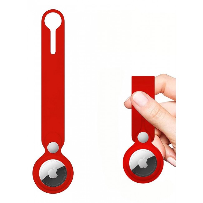 CATANES Airtag Case with Key Ring And Rubber anti-drop Keychain device,Red