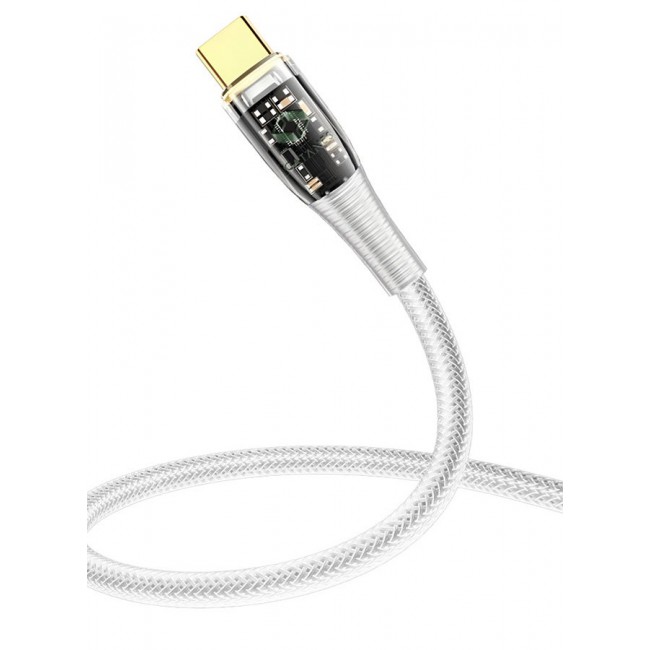 CATANES USB Type C to USB Type C Cable Fast Charging Cable Transparent Adapter Fast Charging Cable White 1M