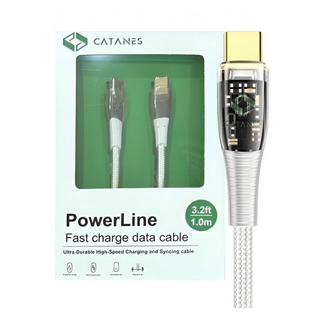 CATANES USB Type C to USB Type C Cable Fast Charging Cable Transparent Adapter Fast Charging Cable White 1M
