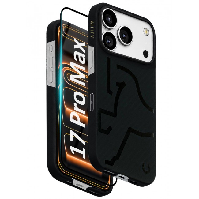 AIRITY 2 PACK Horse Style Bamboo Protective Case for iPhone 17/18 Pro Max Magsafe Ultra Durable, Lightweight & Premium Design Full Black
