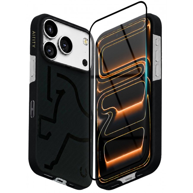 AIRITY 2 PACK Horse Style Bamboo Protective Case for iPhone 17/18 Pro Max Magsafe Ultra Durable, Lightweight & Premium Design Full Black
