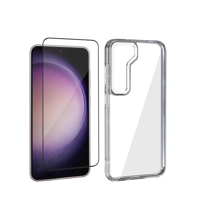 CATANES 2 Pack For Samsung Galaxy S23 Clear Case With Screen Protector White Edge