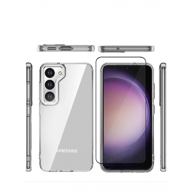 CATANES 2 Pack For Samsung Galaxy S23 Clear Case With Screen Protector White Edge