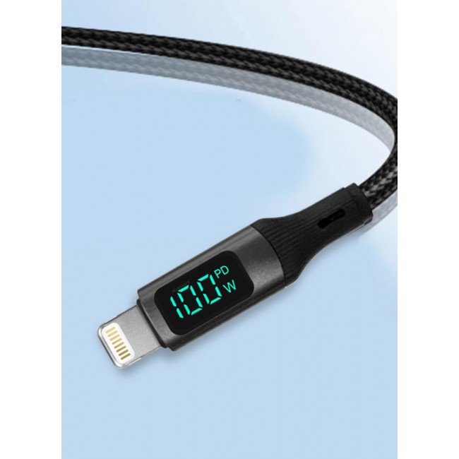 CATANES USB-C to Lightning Magnetic Charging Cable with Display (1M) - Smart PD Fast Charge, Real-Time Power Monitoring, Detachable Design - Black
