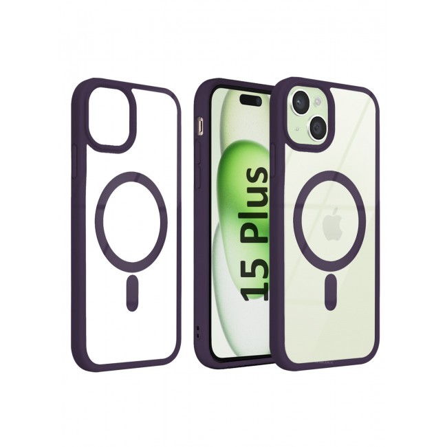 CATANES MagSafe Magnetic Clear Case for iPhone 15 Plus 6.7 inch – Shockproof Protective Cover with Bumper - Purple