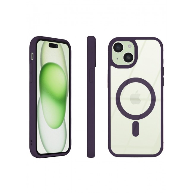 CATANES MagSafe Magnetic Clear Case for iPhone 15 Plus 6.7 inch – Shockproof Protective Cover with Bumper - Purple
