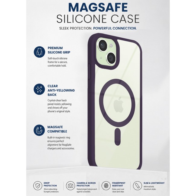 CATANES MagSafe Magnetic Clear Case for iPhone 15 Plus 6.7 inch – Shockproof Protective Cover with Bumper - Purple