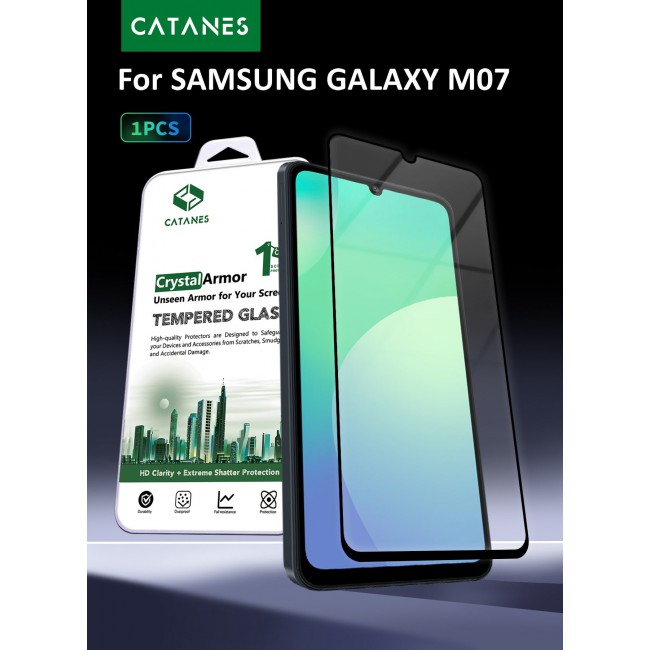 CATANES Screen Protector for Samsung Galaxy M07 (2026), Tempered Glass, Anti-Scratch, Full Coverage, Anti-Fingerprint & Shatter-Proof Screen Guard