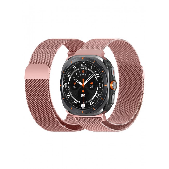 CATANES (for Samsung Galaxy Watch 7 Ultra) Milanese Loop, Metal Mesh Adjustable Strap, Magnetic Clasp Mesh Bands Stainless Steel Metal Connector Rose Pink