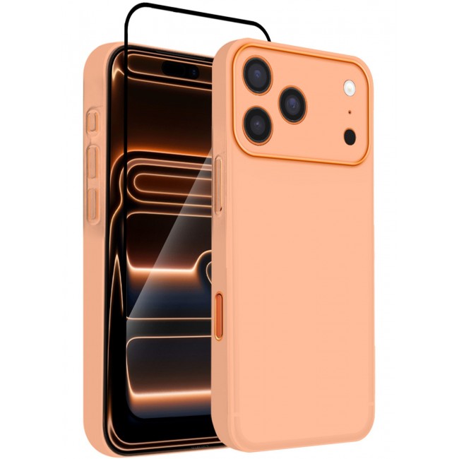 CATANES 2 Packs Air Skin Case Cover for Apple iPhone 17 Pro Max - Sturdy Back Cover - Durable Thin Case - Drop Protection Cover with 3D Screen Protector - Orange