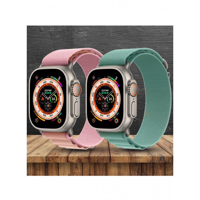 CATANES 2 Pack For Apple Watch Band 49mm 45mm 44mm 42mm Alpine Loop Band Women Men Adjustable with Metal G-Hook Strap for iWatch Ultra Series SE 8/7/6/5/4/3/2/1 Pink/Light Blue