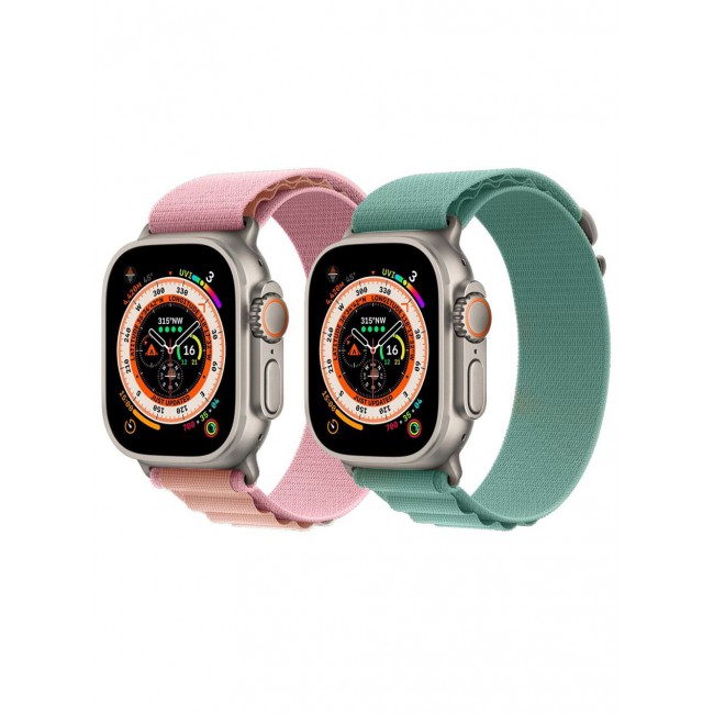 CATANES 2 Pack For Apple Watch Band 49mm 45mm 44mm 42mm Alpine Loop Band Women Men Adjustable with Metal G-Hook Strap for iWatch Ultra Series SE 8/7/6/5/4/3/2/1 Pink/Light Blue