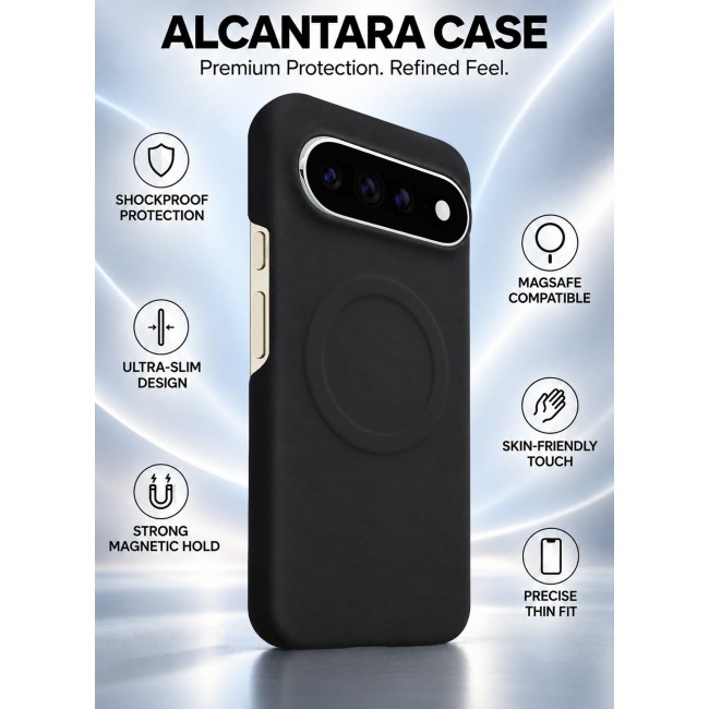 CATANES Premium Alcantara Case for Google Pixel 11 Pro XL Magnetic Shockproof Slim Cover - Black