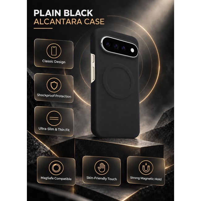 CATANES Premium Alcantara Case for Google Pixel 11 Pro XL Magnetic Shockproof Slim Cover - Black