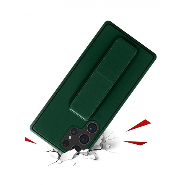 CATANES Samsung Galaxy S23 Ultra Grip Case Magnetic Kickstand Cover with Foldable Hand Strap Green