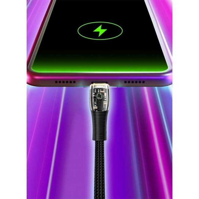 CATANES USB Cable to Lightning Fast Charging Cable Transparent Adapter Fast Charging Cable Black 1M
