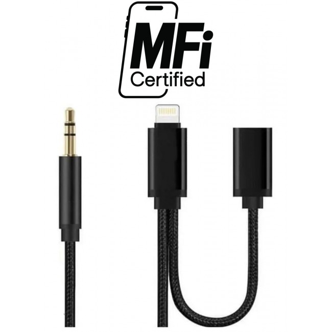 CATANES 2 in 1 Aux Cable 8 Pin and Lightning Headphone Adapter for iPhone Nylon Braided Tangle Free 3.5mm Audio Jack Converter Cable 100cm Black