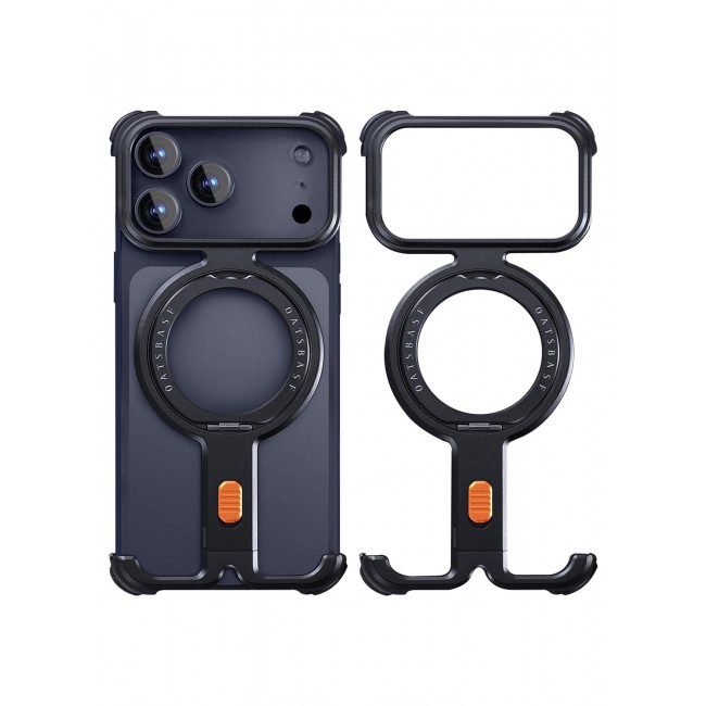 CATANES Magnetic Case Cover for iPhone 17 Pro Max - 360Â° Rotation Kickstand Aluminum Metal Frameless Design Protective Shock Grade Shell - Black