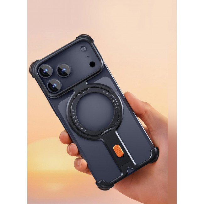 CATANES Magnetic Case Cover for iPhone 17 Pro Max - 360Â° Rotation Kickstand Aluminum Metal Frameless Design Protective Shock Grade Shell - Black