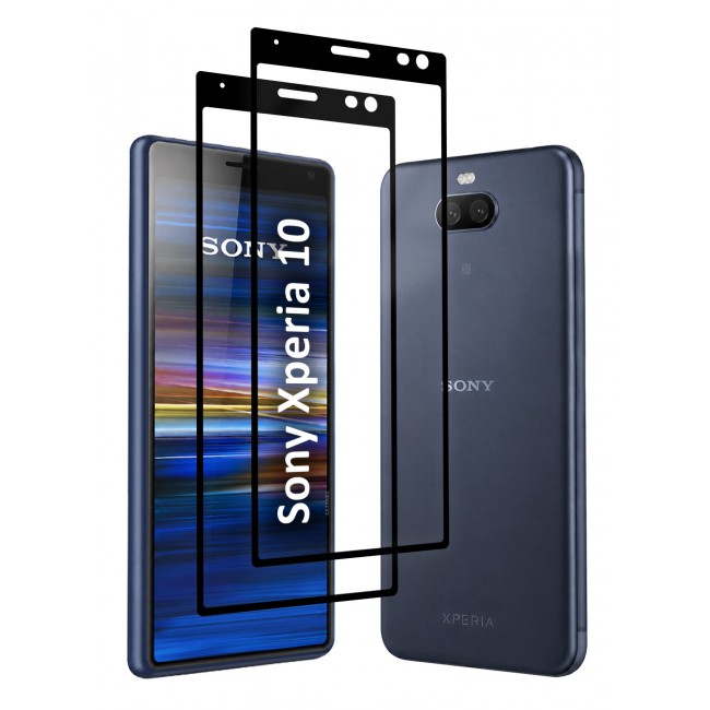 CATANES 2 PACK Screen Protector for Sony Xperia 10 Tempered Glass, Scratch-Resistant, 9H Hardness High-Definition Clear Guard, Black Side