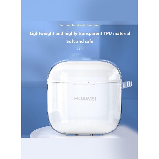 CATANES Huawei FreeBuds SE 2 Clear Protective Case Crystal Soft TPU Shockproof Cover with Metal Hook - Clear