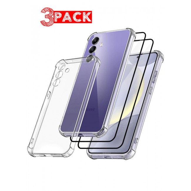 CATANES 3 Packs For Samsung Galaxy S24 Plus Gorilla Case and 2 Screen Protectors Shock-Absorption Flexible Clear TPU Rubber Protective Cell Phone Cover Slim Fit Transparent Protective Case Cover