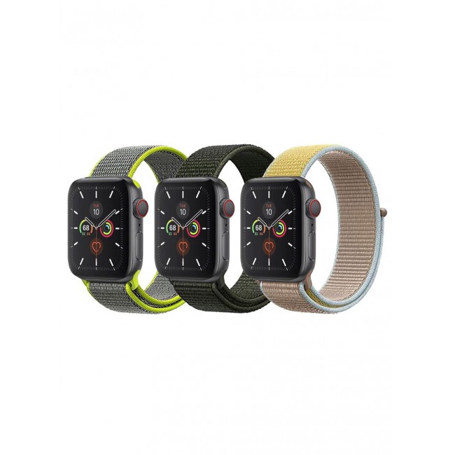 CATANES 3 Pack For Apple Watch 41mm 40mm 38mm Nylon Sport Loop Band Compatible With iWatch Series 7 SE 6 5 4 3 2 1 Men Women Braided Stretchy Nylon Loop Bands