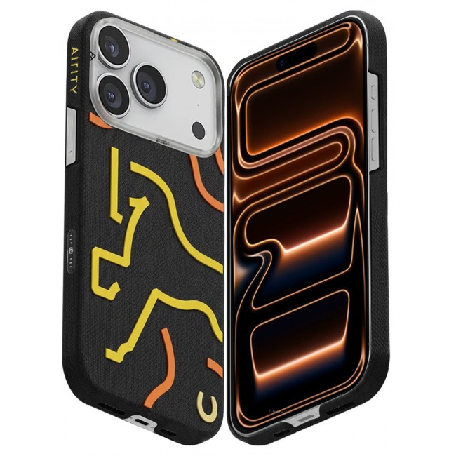 AIRITY Horse Style Bamboo Fiber Protective Case for iPhone 17/18 Pro Ultra Durable, Lightweight & Premium Design Black Yellow