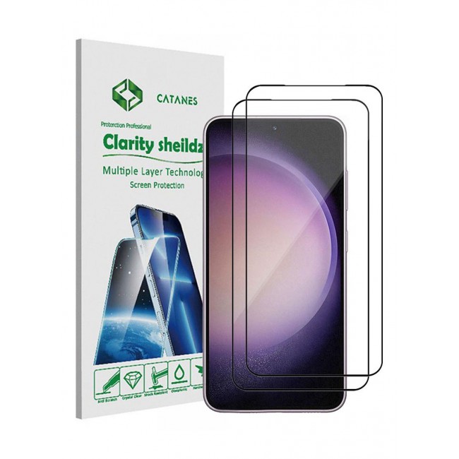 CATANES 2Pack for Samsung Galaxy S23 Plus Screen Protector Tempered Glass 9H Anti-Scratch Shatterproof HD Curved Edge to Edge Full Coverage Film 6.6 inch