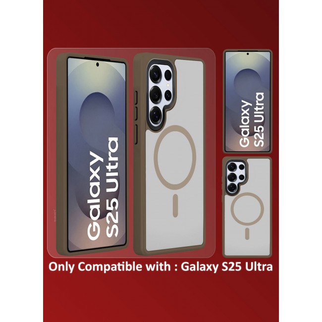 CATANES (for Samsung Galaxy S25 Ultra) Magnetic Slim Protective Case with Wireless Charging Support - Dark Brown