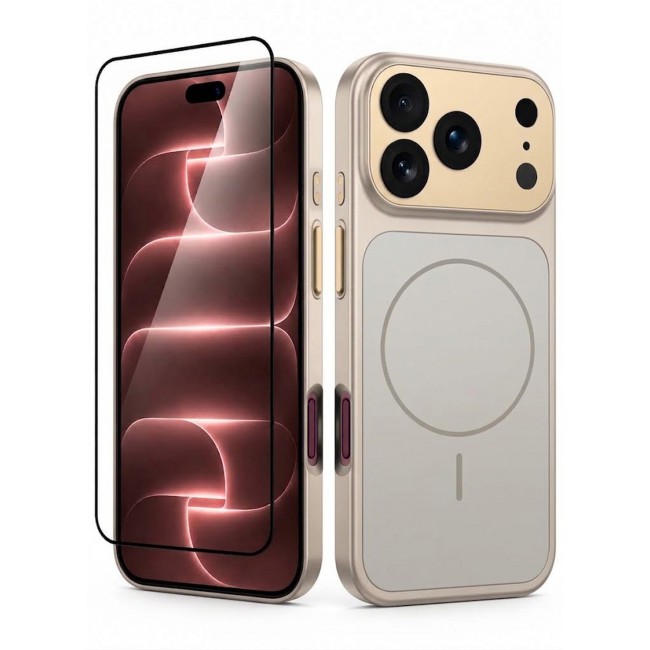 CATANES 2 Pack MagSafe Compatible Case for iPhone 18 Pro Max, Protective Bumper with Drop Protection & Lens Cover - Gold