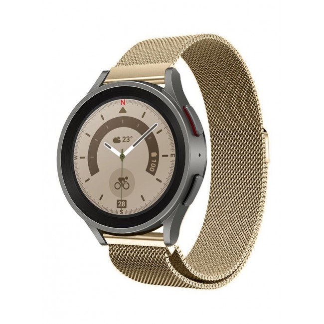 CATANES 20mm Milanese Stainless band for Samsung Galaxy Watch 7, 6, 6 Classic, 5, 5 Pro, 4, 4 Classic Vintage Gold