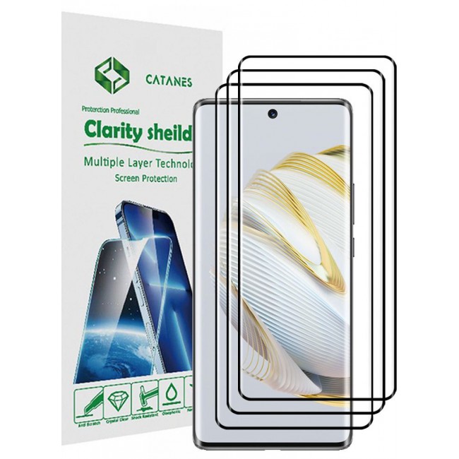 CATANES 3 Pack For Huawei Nova 10 SE Screen Protector Tempered Glass Full Glue Back
