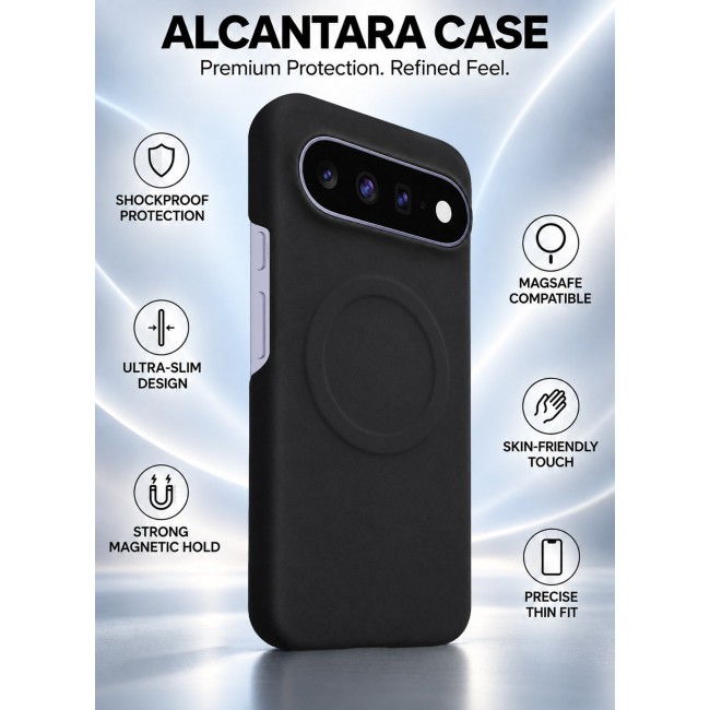 CATANES 2 Pack Premium Alcantara Case for Google Pixel 11 Magnetic Shockproof Slim Cover - Black