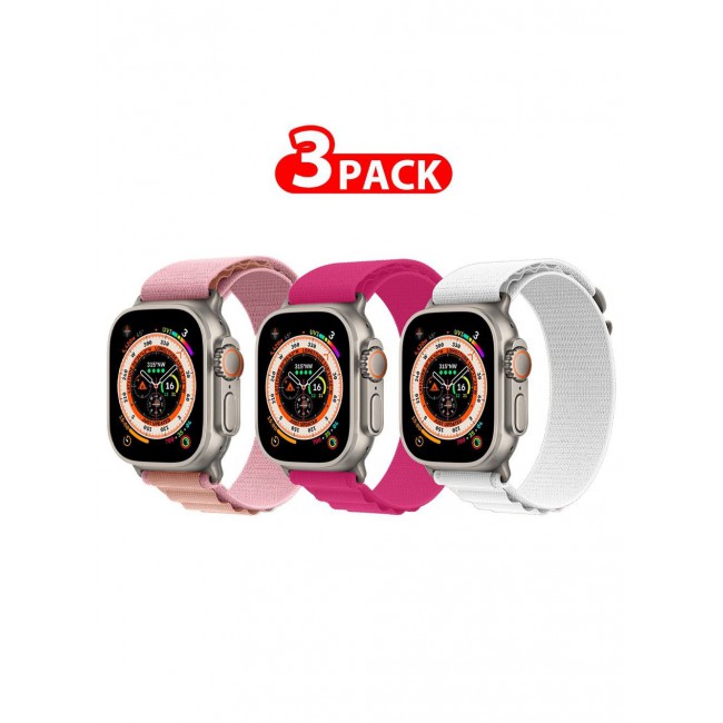 CATANES 3 Pack For Apple Watch Band 49mm 45mm 44mm 42mm Alpine Loop Band Women Men Adjustable with Metal G-Hook Strap for iWatch Ultra Series SE 8/7/6/5/4/3/2/1 Multicolour