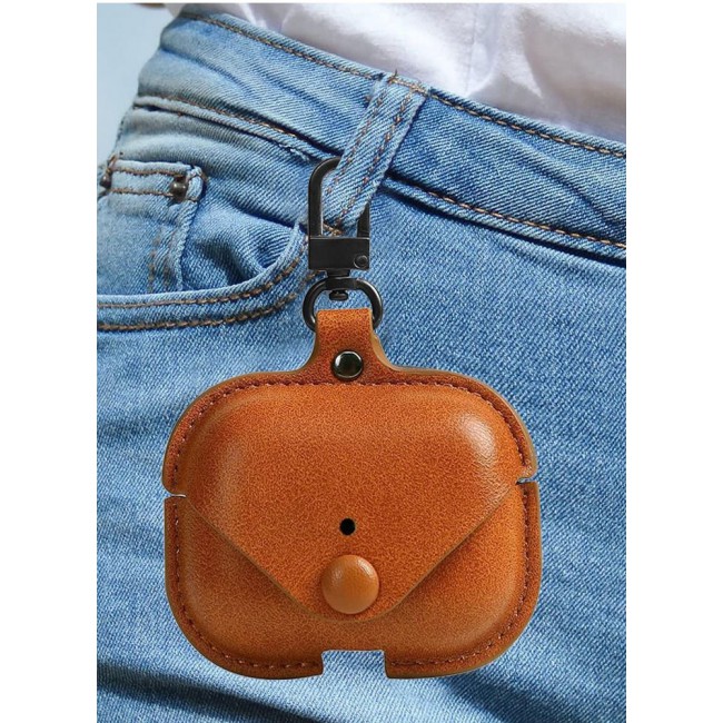 CATANES AirPods Pro 2 Case Leather Case Cover with Keychain Compatible with Apple AirPods Pro 2nd Generation 2022 Brown