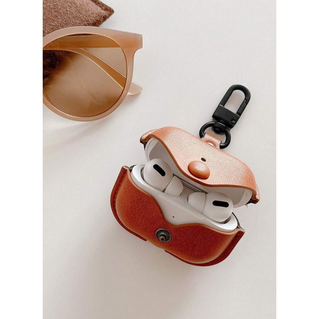CATANES AirPods Pro 2 Case Leather Case Cover with Keychain Compatible with Apple AirPods Pro 2nd Generation 2022 Brown