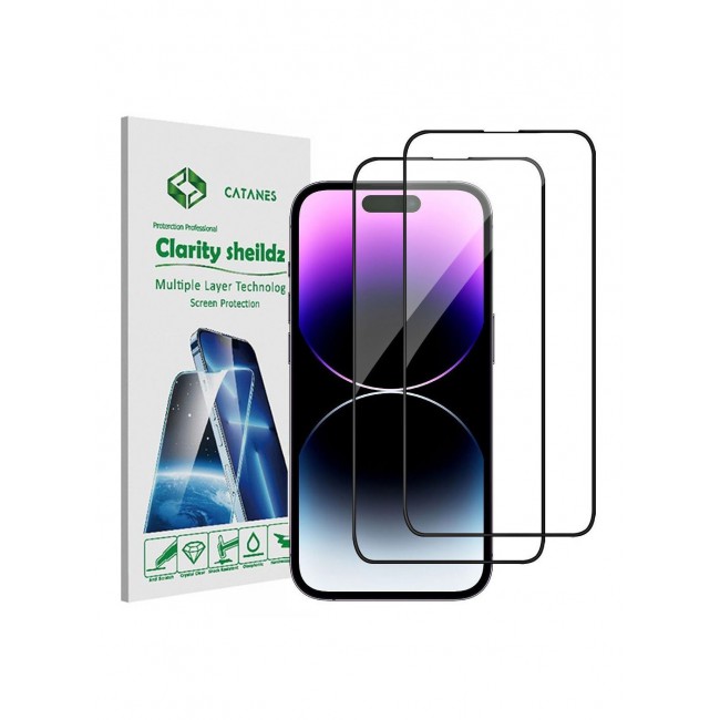 CATANES 2Pack for iPhone 14 Pro Screen Protector Anti-Scratch 3D Tempered Glass Clear HD Edge to Edge Full Coverage 9H Case Friendly Film 6.1 inch
