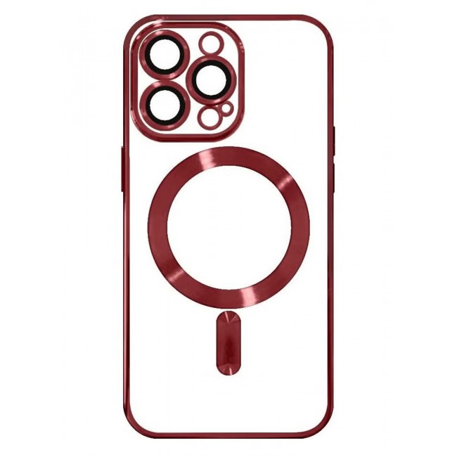 CATANES 2Pack for iPhone 14 Pro Magsafe Case and Screen Protector Clear Electroplating Frame Wireless Charging Cover with Tempered Glass Red/Clear
