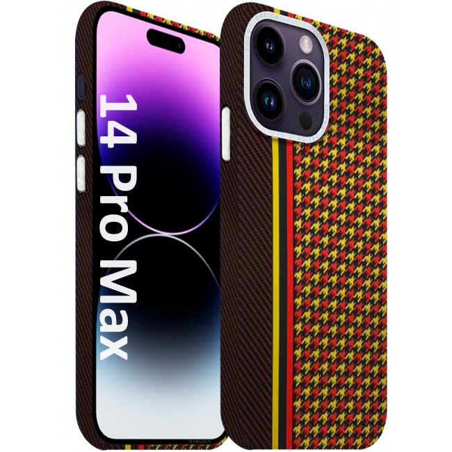 CATANES Ultra-Slim Woven Pattern Case Cover for iPhone 14 Pro Max Lightweight Protective Back Case - Racing Red