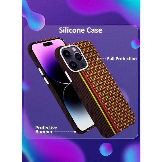 CATANES Ultra-Slim Woven Pattern Case Cover for iPhone 14 Pro Max Lightweight Protective Back Case - Racing Red